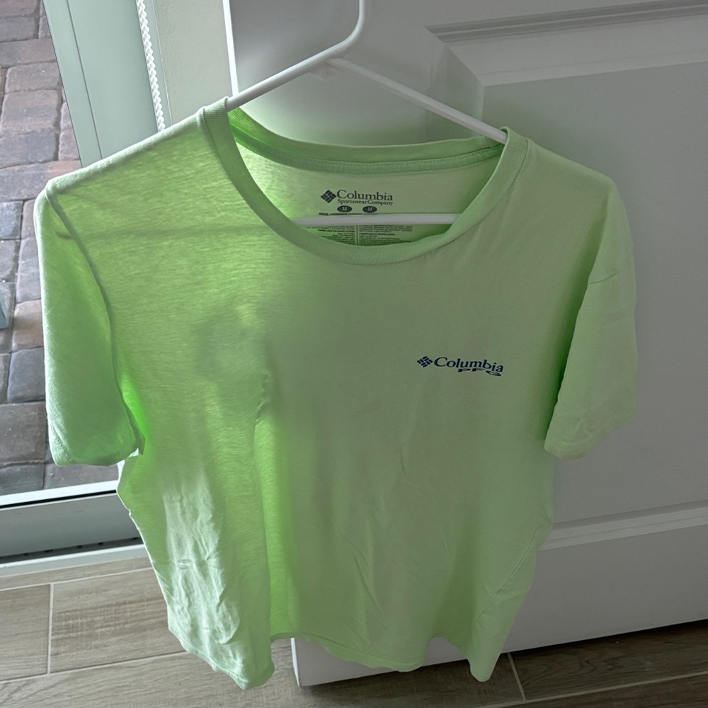 Columbia Light Green Crewneck Tee with Navy Logo